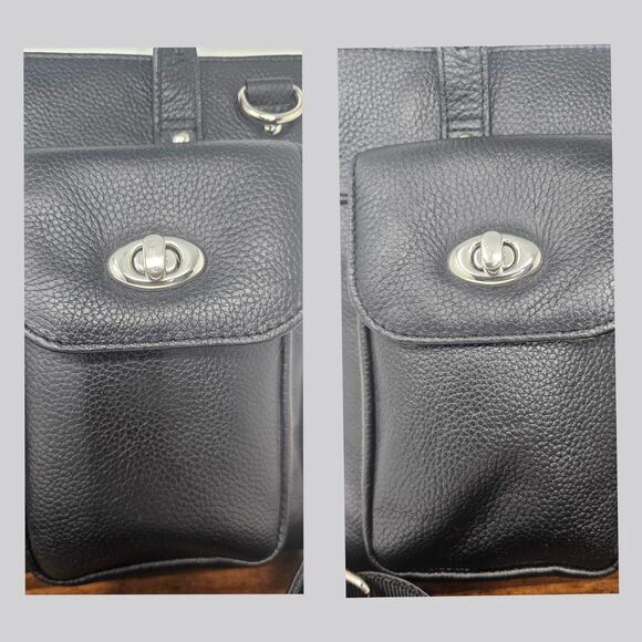 Gun Tote'n Mamas Cargo Pocket Black Leather Conceal Carry Tote Bag Turn Locks - Picture 15 of 16